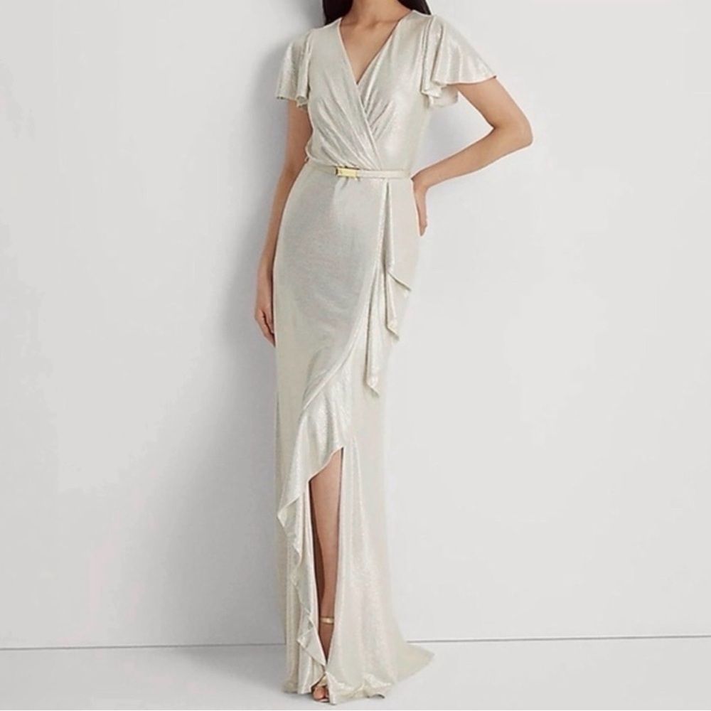 ❌SOLD ❌Ralph Lauren Gold Shimmer Maxi Dress | Size S - Picture 4 of 14